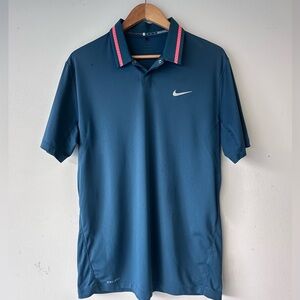 Vintage Tiger Wood Collection Nike Men's Polo Shirt with Blue and Pink Accents